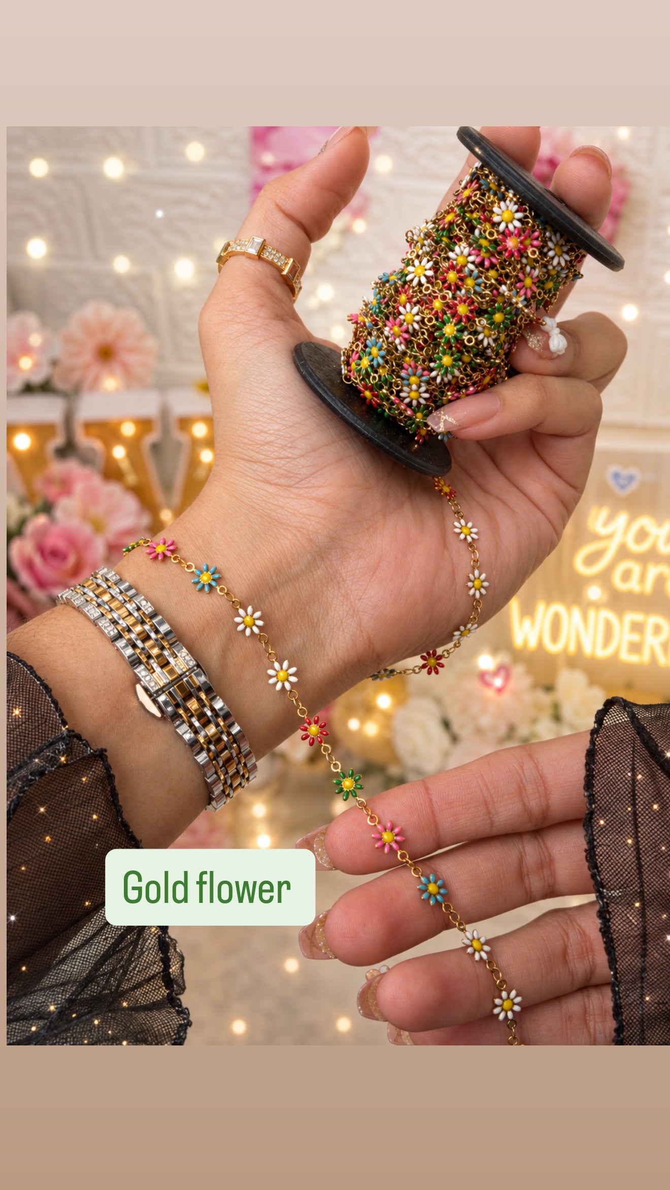 Permanent golden flower