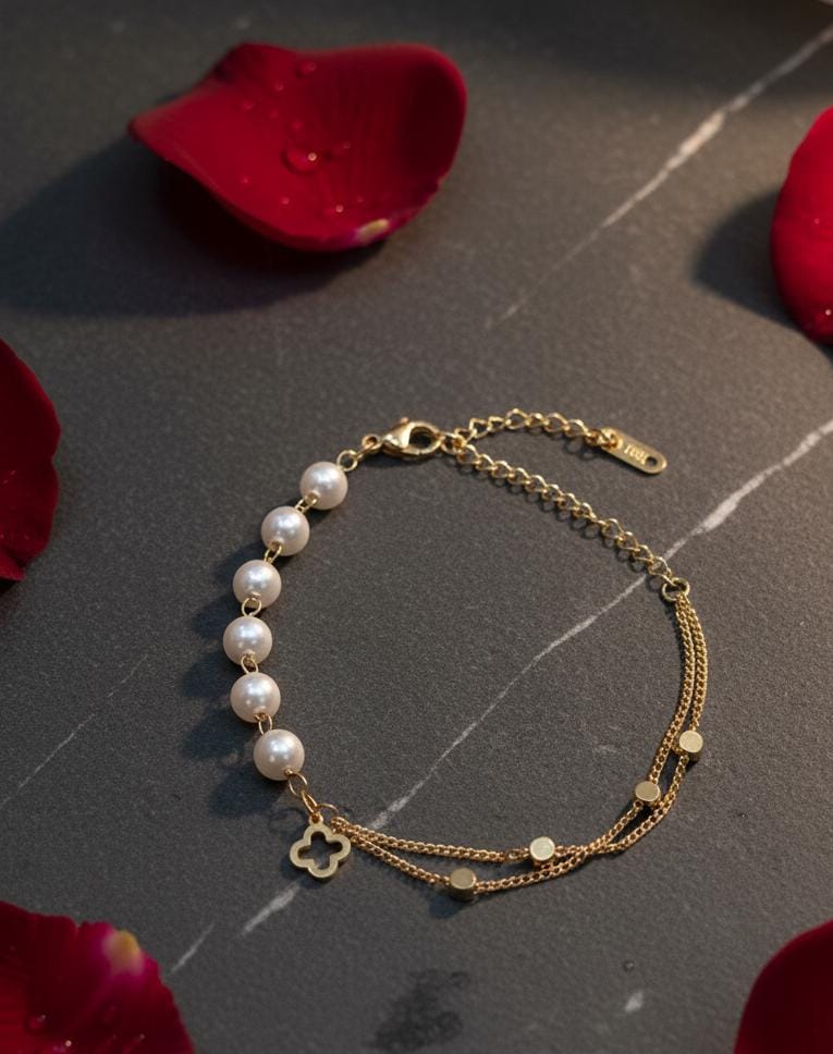 Gold Plated Pearl Bracelet