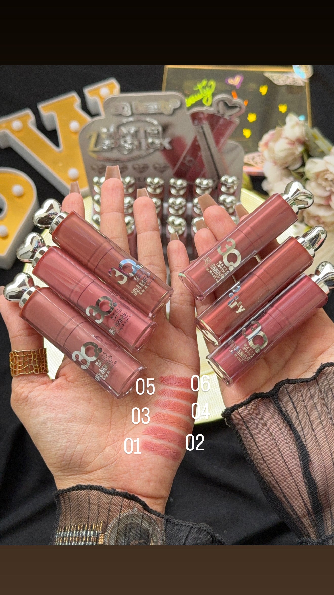 3Q beauty heart matte lipsticks
