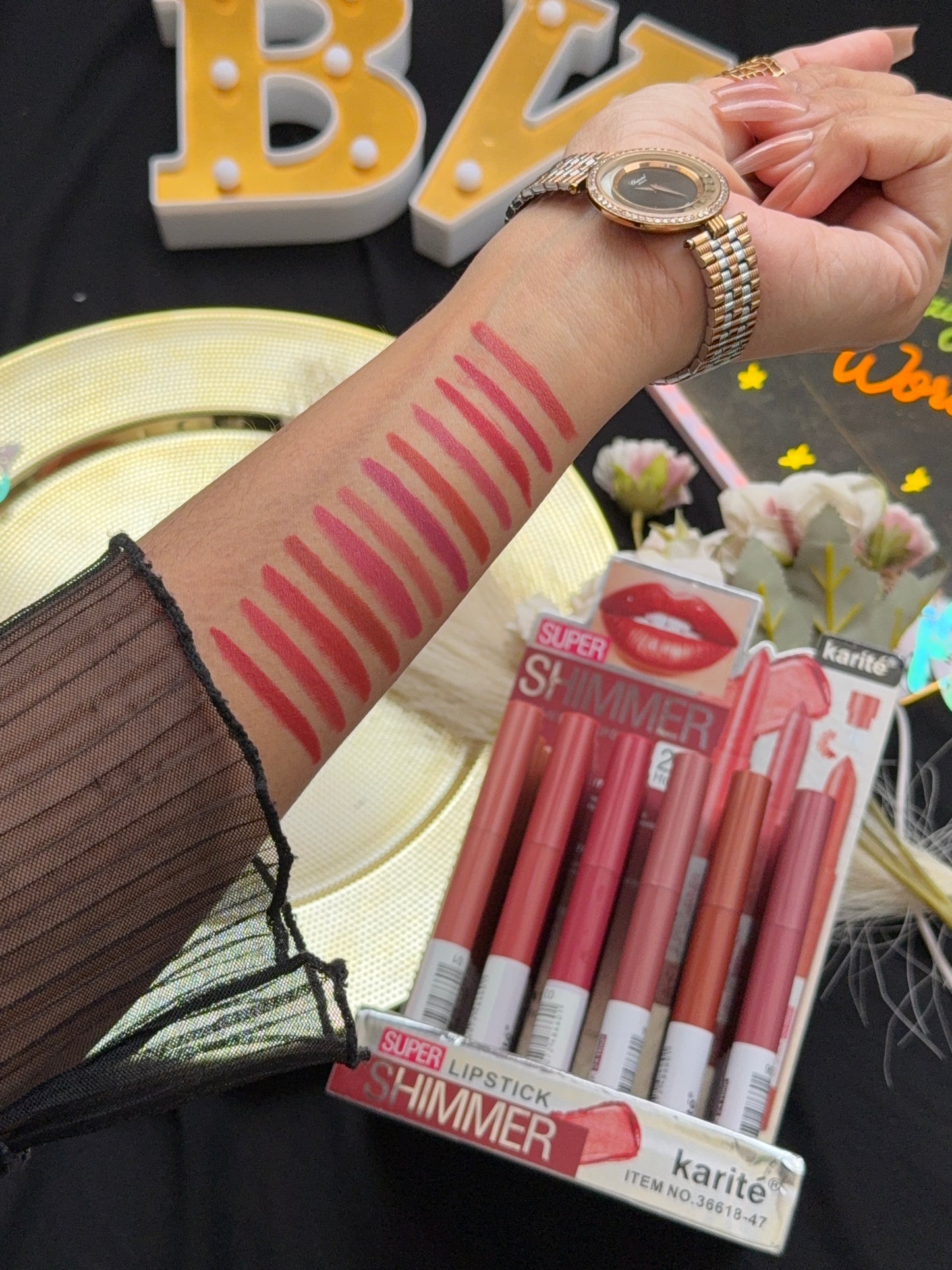 Karite super shimmer lip crayons