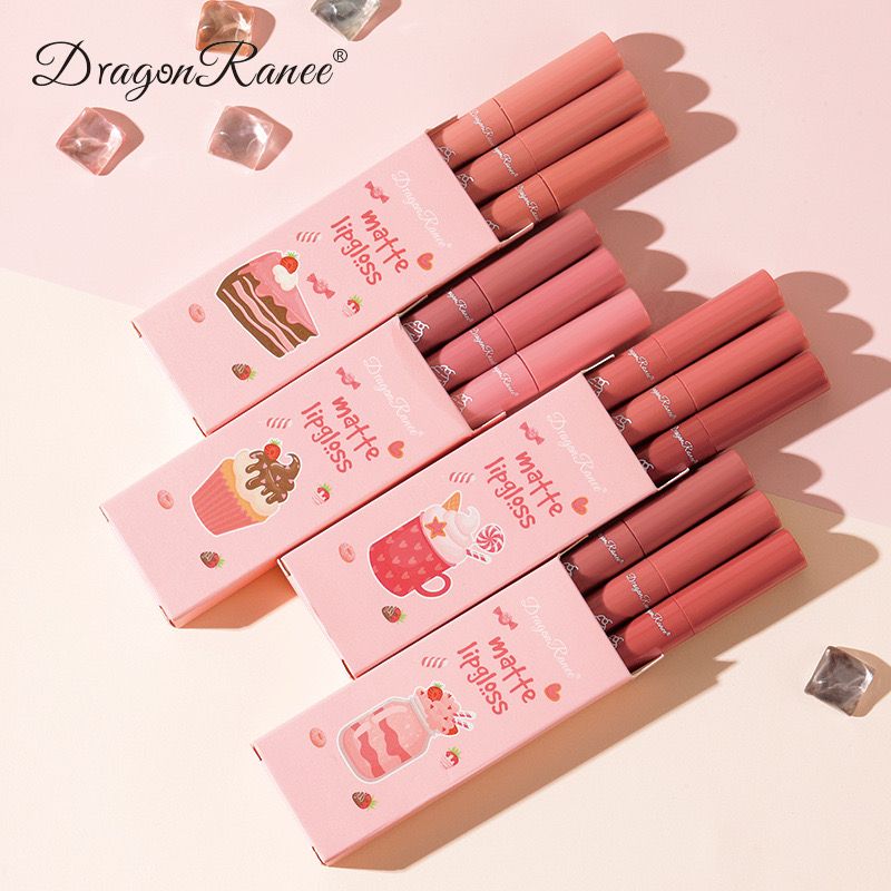 DRAGON RANEE 3PCS/Set Velvet Matte Lip Gloss Set