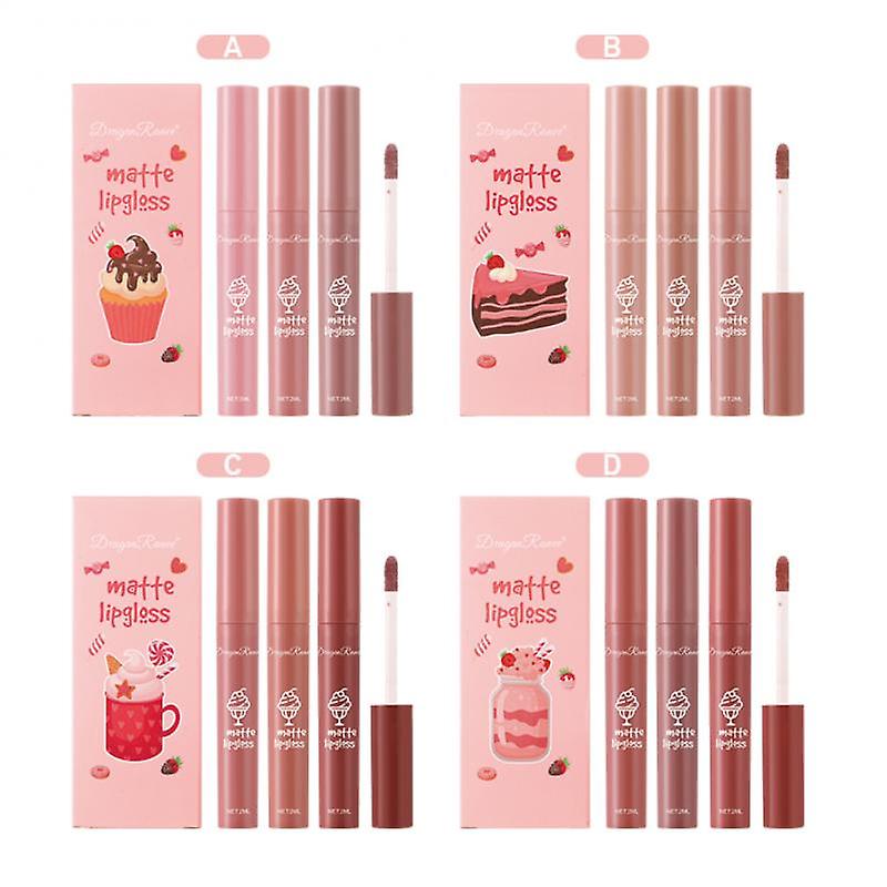 DRAGON RANEE 3PCS/Set Velvet Matte Lip Gloss Set