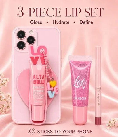 Lucky Model 3-in-1 Lip Gloss & Lip Liner Set 💗