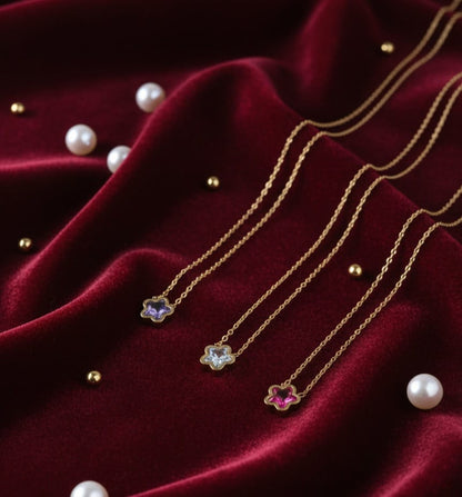 Gold Plated Crystal Flower Pendant Chain