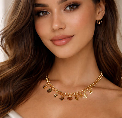 Heavy lv charm necklace