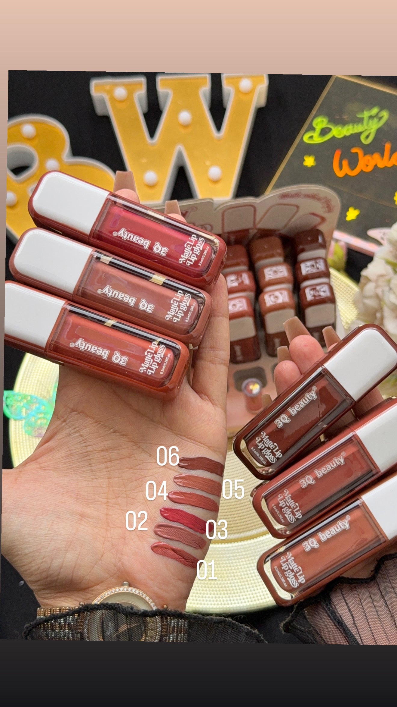 3Q beauty nude matte lipglosses
