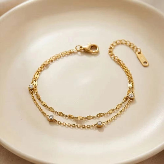 Double layered stainless steel bracelet