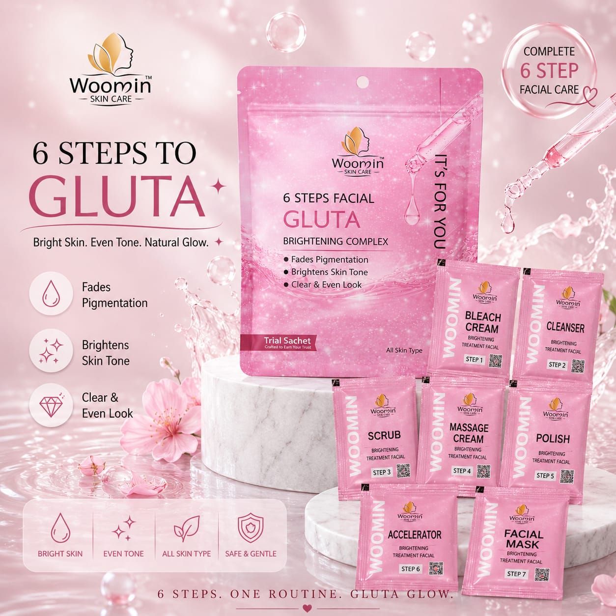 Woomin 6 steps trial facial kit
