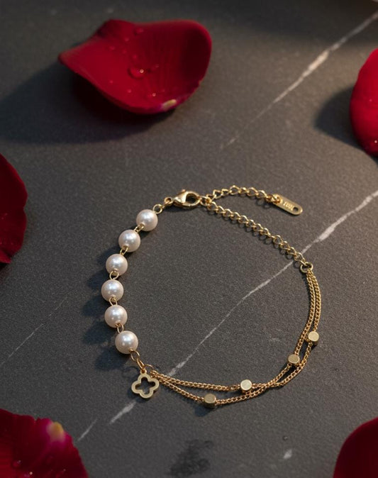 Gold Plated Pearl Bracelet