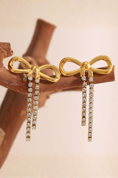 Stainless steel luxury bow earrings